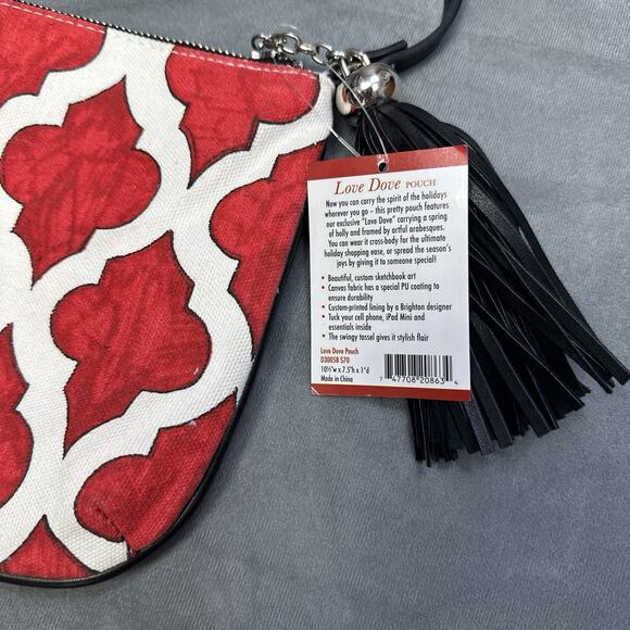 Brighton Love Dove Pouch Red Christmas Crossbody Purse Bag NWT NEW With Tags - Picture 6 of 8